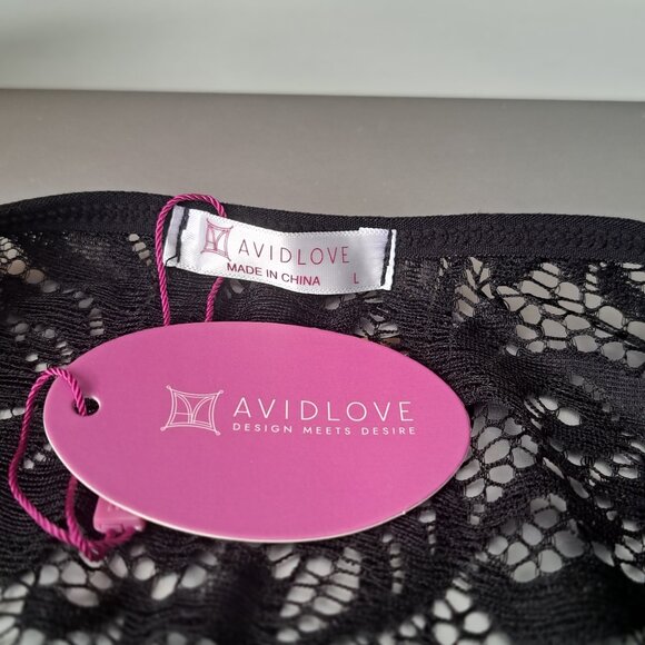 Avid love Women's Black One Piece Sexy Deep V neck Bodysuit with  Sz Large  NWT - Picture 6 of 6